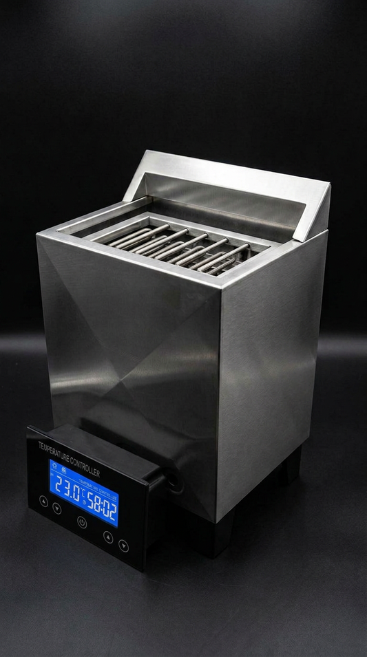 Generador de calor para sauna Orión con panel frontal facetado tipo diamante – vista 2