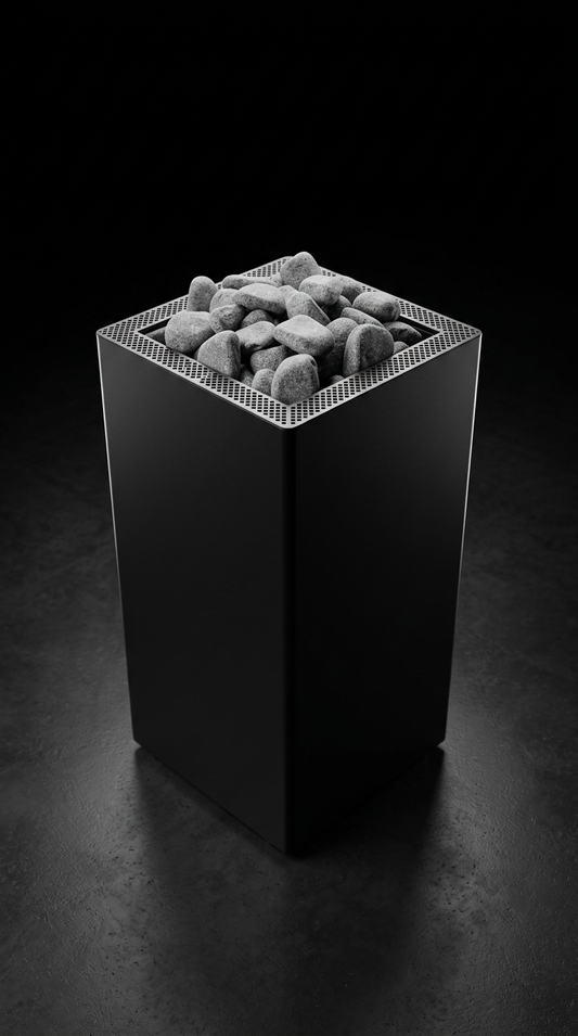 Generador de calor para sauna Eclipse negro mate con piedras volcánicas – vista 4