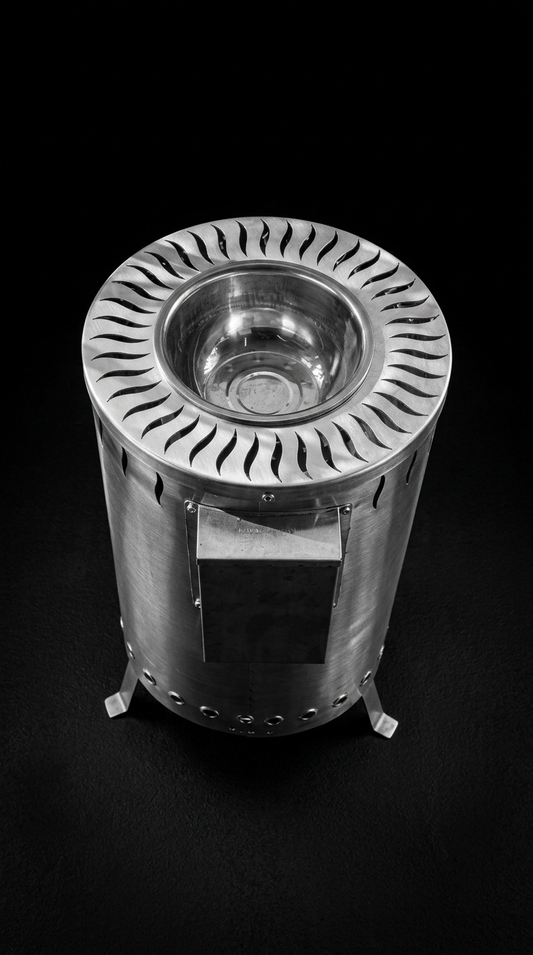 Generador de calor para sauna Helios con corona de rayos solares y cuenco para esencias