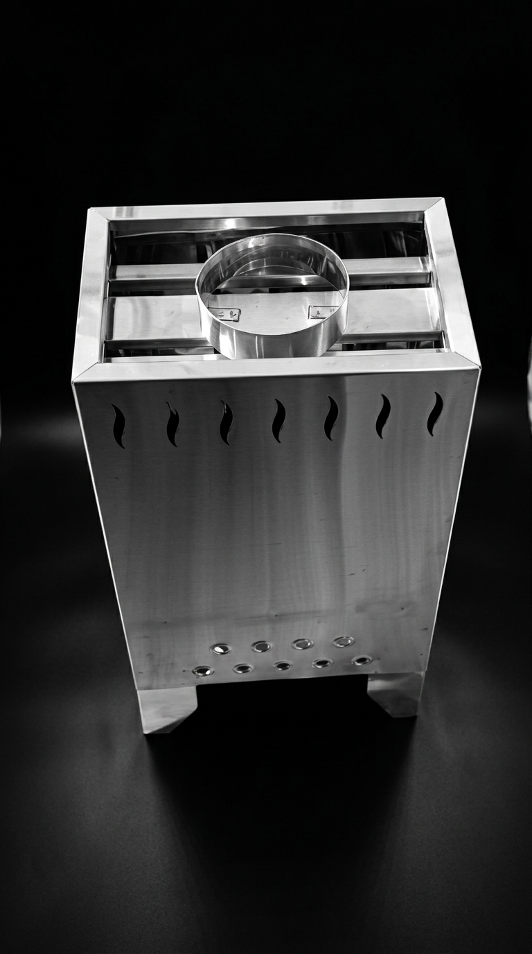 Generador de calor para sauna Vulcano de acero inoxidable con cortes de flama – vista 4