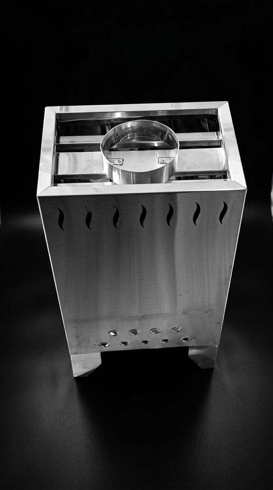 Generador de calor para sauna Vulcano de acero inoxidable con cortes de flama – vista 4