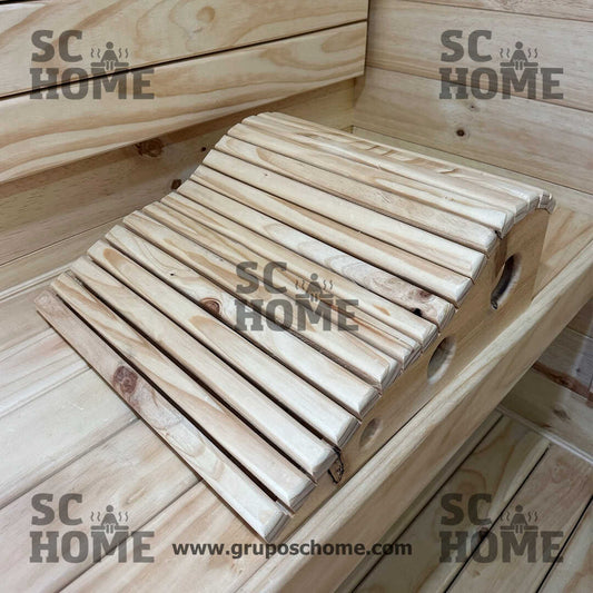 Cabecero ergonómico para sauna en pino pátula