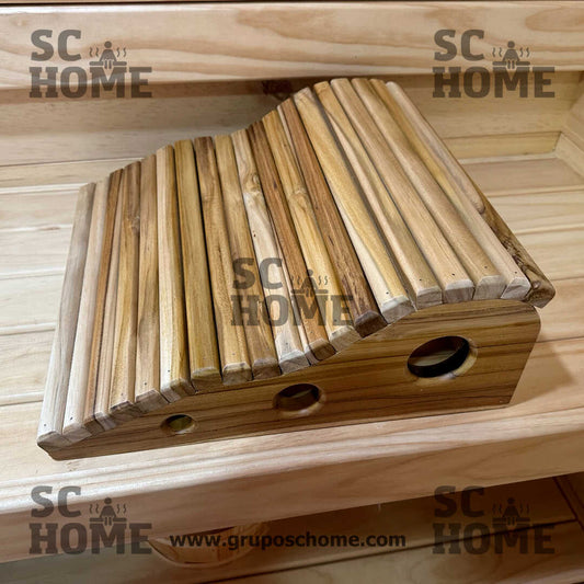 Cabecero ergonómico para sauna en madera teca