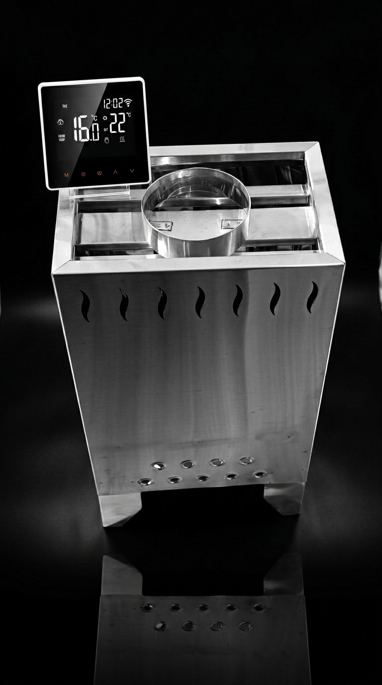 Generador de calor para sauna Vulcano de acero inoxidable con cortes de flama