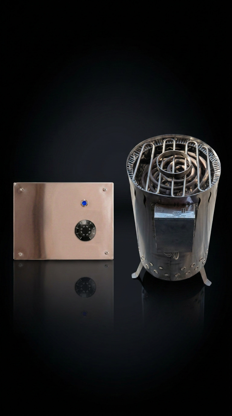 Generador de calor para sauna Titán cilíndrico con resistencias eléctricas a la vista – vista 2