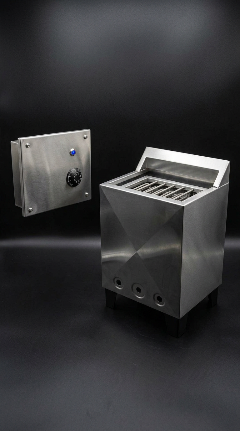 Generador de calor para sauna Orión con panel frontal facetado tipo diamante – vista 3