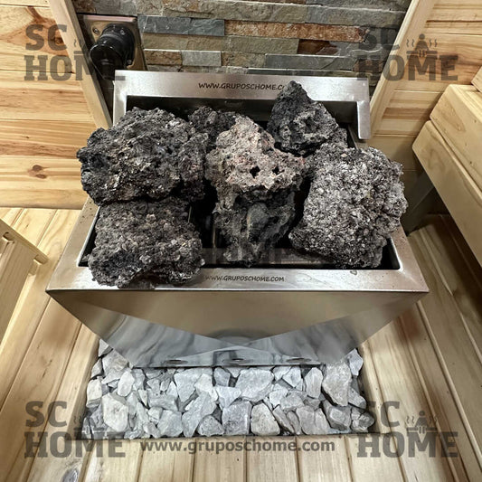 Piedra volcánica porosa negra para sauna
