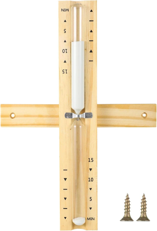 Reloj de arena de 15 minutos para sauna con montura de madera