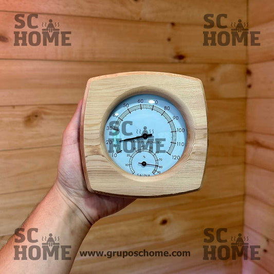 Termohigrómetro para sauna con marco de madera